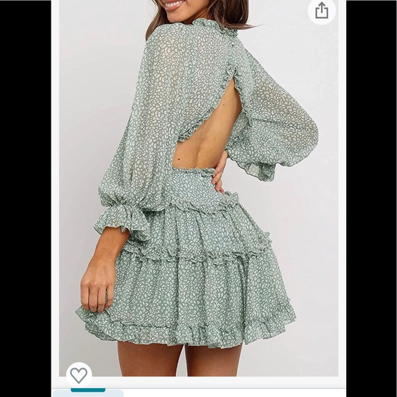 Floral Print Mini Dress V Neck Backless Dress nwt - Picture 2 of 5